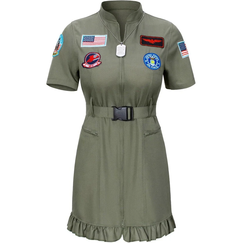 TOKYO REVENGERS Women Fighter Pilot Costume Air Force Flight Dress Halloween- N